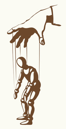 Vintage old wood artifici tie upset tired sad weak ill stress office male slave posture role. Line black drawn theater artist craft game object pose show sign icon conceptual sketch design art cartoonのイラスト素材