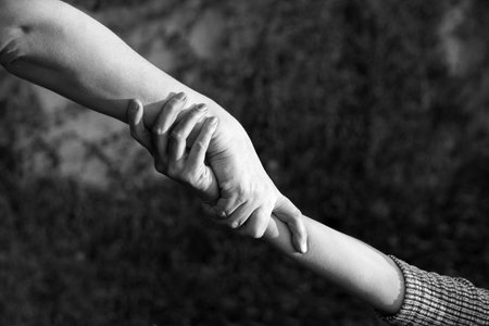 Close up old despair stress pray young male guy finger extreme sport achieve union worker god trust...