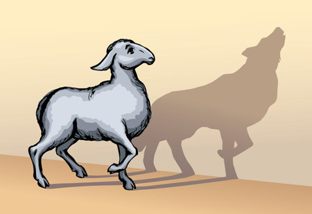 Side view cute young bible goat ewe pet stand howl look white wall text space Black hand drawn old herd ram vintage biblic art sketch trust good dog liar bad lie tale fox hunt meat food prey trap logoのイラスト素材