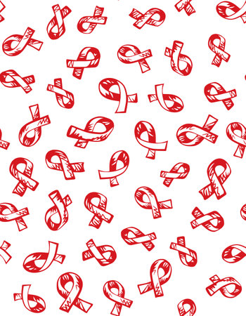 Logo bow of unity human with immunodeficiency isolated on white backdrop. Abstract linear issue concept. Freehand red ink outline hand drawn emblem sketchy in scribble graphic style pen on paperのイラスト素材
