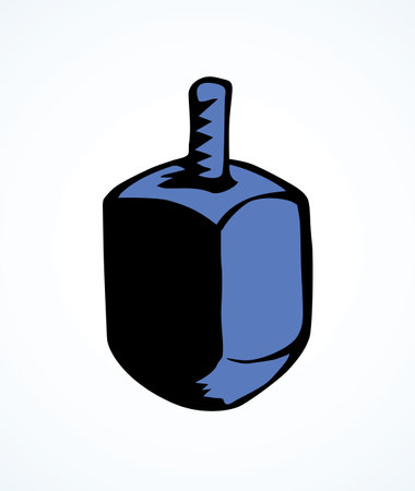 Ethnic judaic chanukkah draydl on white table. God torah nun chanukah gimel dreydl logo. Holy jew hanukah dreidle text card. Line black ink hand drawn zion hannukah in retro art doodle cartoon styleのイラスト素材