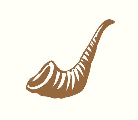 Closeup view white tribal age cow bowl bull ram blow cup Big black line hand drawn folk beer wine logo emblem sign sketch retro art sukkot tovah melody holy new year shanah tova greet pray sound styleのイラスト素材