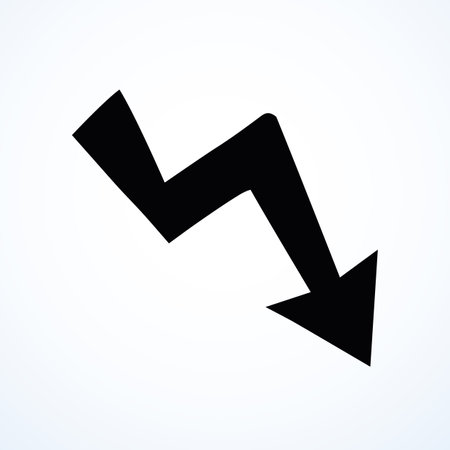 Close up cute down side grunge artist ui white paper backdrop text space. Freehand outline black ink paint way logotype emblem insignia design sketchy clip art modern contour scribble style brush labelのイラスト素材