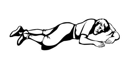 Young adult age sad calm poor dead jew guy Elijah face desert stone. Old Retro East history hand drawn ill sick tired jewish pray God faith stress prayer die Abel body crime biblic story art sign iconのイラスト素材