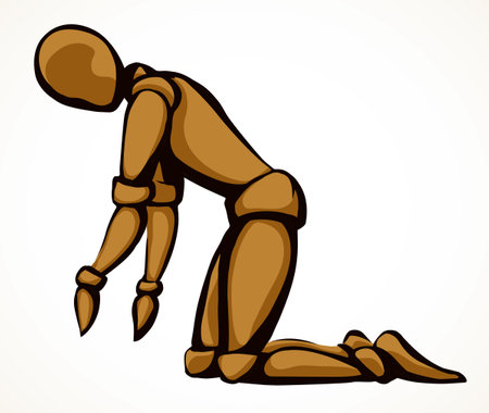 White wood tie hang arm tired sad sorry guilt male model guide master dictator. Politic theater activ bend plead job leader boss direct artist game sign icon sketch black art cartoon line vector styleのイラスト素材