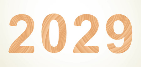 Cute old brown carpent kid toy bold numeral word mark form date antique decor concept. White abstract ancient child calendar merry xmas eve logo. Greet card delivery idea modern happy art style designのイラスト素材