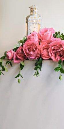 Old antique art soft light pastel table desk board text copy space. Beauty gentle bright leaf lush spring bud head plant bunch still life symbol park decor greet day gift card close up view backdropの写真素材