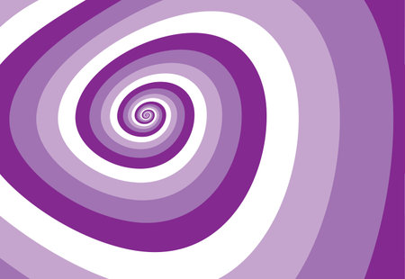 Outline vibrant purple lilac white paint drawn curvy infinite burst artist painting decor retro print style. Close up view modern bright light violet dizzy liquid fluid flow cycle pinwheel vertigo explosionのイラスト素材