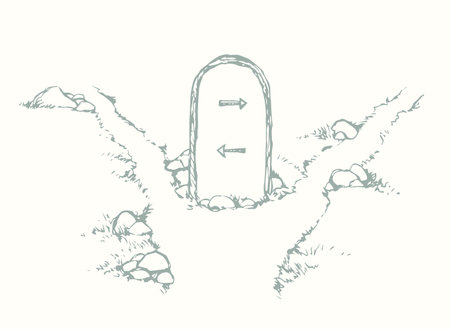 Success begin strategy risk bad park travel diverse dirt track go line idea white sky text space. Outline black ink hand drawn make career think action start route icon sign vintage art doodle sketchのイラスト素材