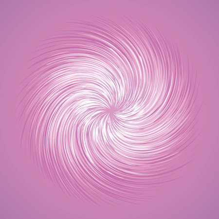 Artistic bright violet barb circle midpoint drawing shape design. Optical illusion fuzz prickly form in art modern cartoon creative style. Mauve color motley spiky symbol on pink space for textのイラスト素材
