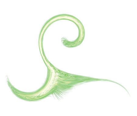 Bright circle fantasy midpoint feather drawing shape design. Big fuzzy magic sphere form effect in modern artist cartoon creative line style. Lime color motley power boom ball symbol on fond for textのイラスト素材