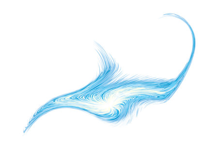 Bright cold cyan circle midpoint flower drawing shape art design. Big fuzzy magic sphere form in modern artist cartoon creative line style. Navy aqua color motley power boom symbol on space for textのイラスト素材