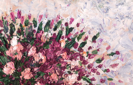 Cute lush rustic grow closeup red color wild plant gift vibrant hand drawn acryl brush paint modern wed greet card style. Bright aroma fresh rural herb growth bud petal still life light blue white skyの写真素材