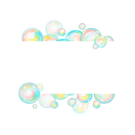 Soap bubbles frame. Watercolor illustrationの写真素材