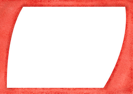 Dark red frame for pictures and photos. Square red border drawn with paint by hand. Watercolor template illustration. background in Christmas holiday colors. Rich abstract backdrop texture.の写真素材