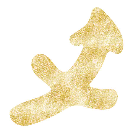 Gold sagittarius zodiac symbol illustration. Simple zodiac icon. luxury, esoteric zodiac sign concept. Astrological calendar. Horoscope astrology. Fit for paranormal, tarot readers and astrologersの写真素材