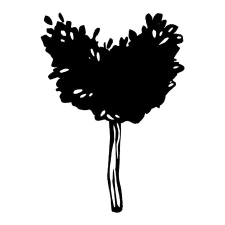 Heart-shaped ink hand-drawn vector. Mandarin tree sketch. Logo design. Contour of an Italian plant. Garden and cityscape element. Building exterior. Ideal for prints and logosのイラスト素材