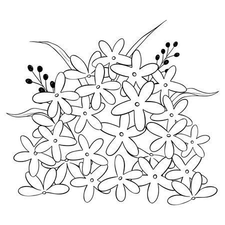 A Charming and Beautiful Floral Arrangement Featuring Delicate Blooms and Leaves. Vector Illustrationのイラスト素材