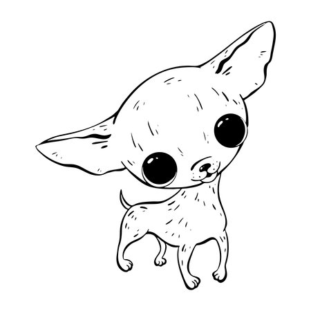A Cute and Adorable Cartoon Chihuahua Illustration Featuring Big, Expressive Eyesのイラスト素材