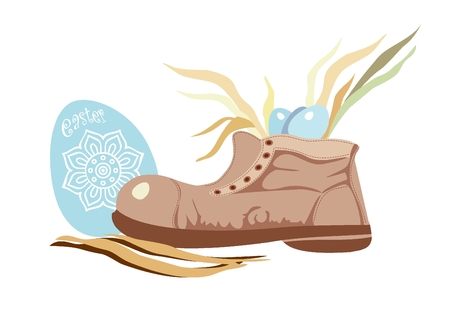 vector image easter eggs in old shoeのイラスト素材
