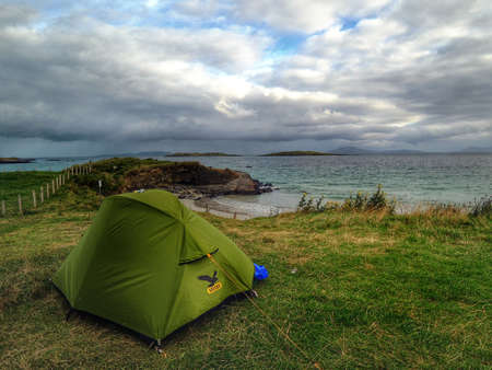 Camping tent on a seacost somewhere in Ireland