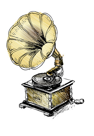 Vintage Gramophone, Record playerのイラスト素材