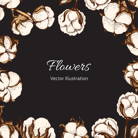 Template for wedding invitation. Card vector illustration with cotton.のイラスト素材