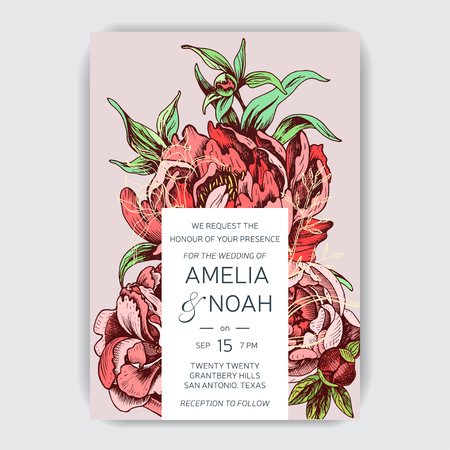 Template for wedding invitation. Card vector illustration cotton.のイラスト素材