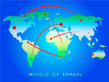 World of travel. Directions. Image of the world map. Vector illustrationのイラスト素材