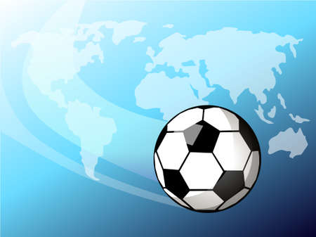 Soccer Ball. Ball on the background of the world map. Ball in flight. Vector illustration.のイラスト素材
