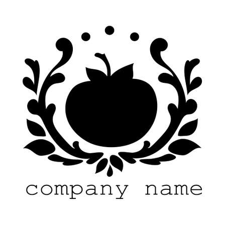 Logo vegetable. Black tomato icon.のイラスト素材