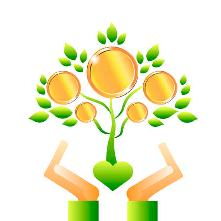 The tree is money. A tree with coins. Vector illustration.のイラスト素材