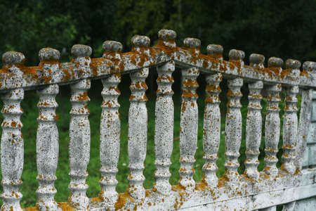 Old white fence. White fence.の写真素材