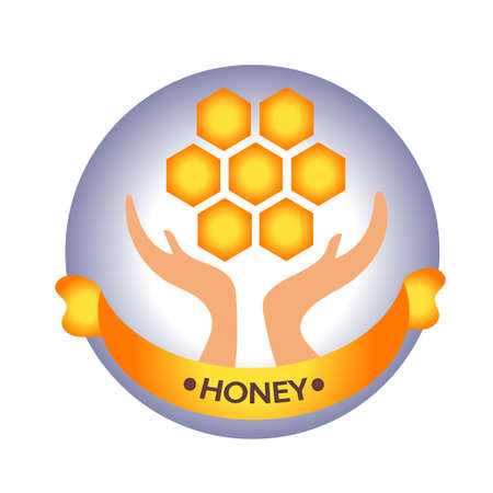 The logo of honey. Cells. Vector illustration.のイラスト素材