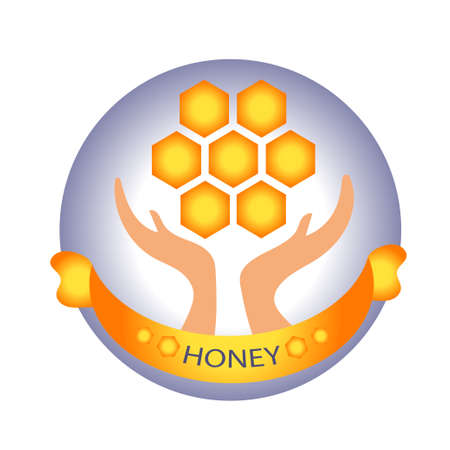 The logo of honey. Cells. Vector illustration.のイラスト素材