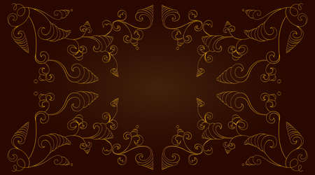 Gold ornament elements frame on dark backgroundのイラスト素材