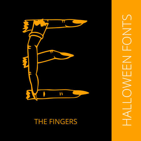 Halloween design vector font letter E consist of the fingers. Spooky and Magical Alphabetのイラスト素材