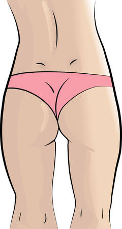 Realistic Hand-drawn Girl Ass in Pantiesのイラスト素材