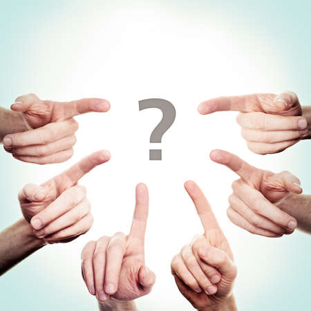 Pointing Hand and Question Markの写真素材