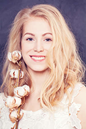 Beautiful smiling woman with  healthy skin and hairの写真素材