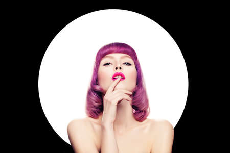 Woman with Colorful Makeup and Hairの写真素材