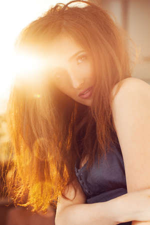 Fashion Woman in Sunlightの写真素材