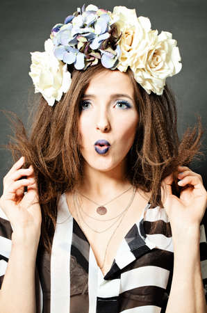 Cute Woman Showing her Hairの写真素材