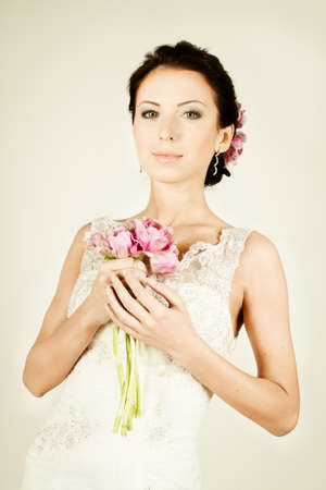 Woman fiancee in vintage dressの写真素材