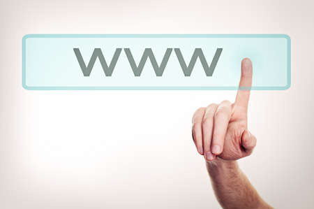 WWW and Network Concept and Pointing Handの写真素材