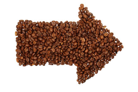 Coffee arrow isolated on whiteの写真素材