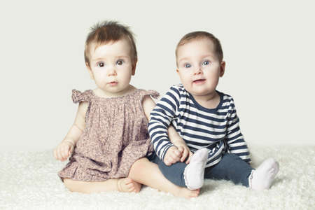 Two Cute Baby. Lovely Friendsの写真素材