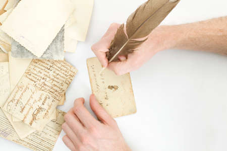 Hand write a letter - background with grunge postcardの写真素材