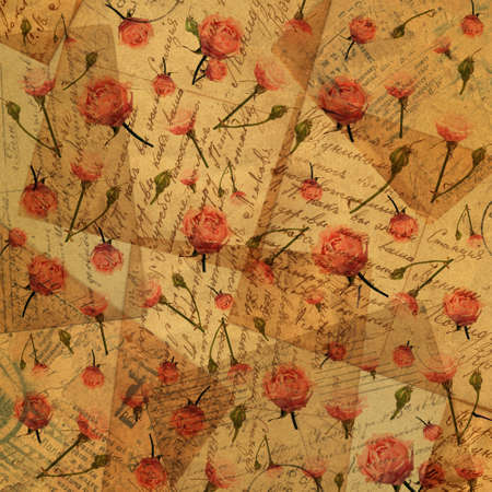 vintage paper with flowers -  background for scrapbookingの写真素材
