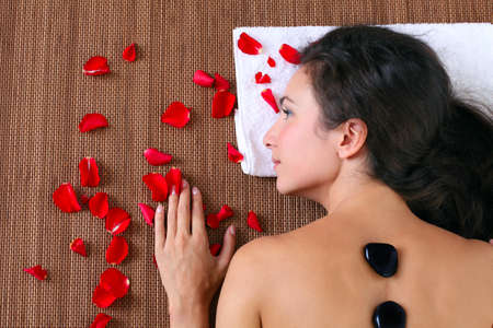 Woman getting spa treatment - closeup faceの写真素材